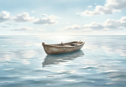 PERAHU KECIL DI TENGAH LAUTAN